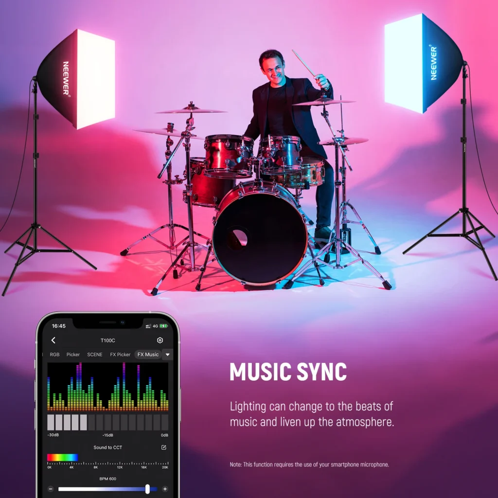 Neewer NK800 RGB Softbox Lighting Kit with music sync